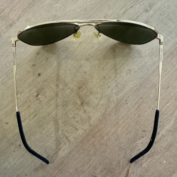 Saint Laurent Aviator Sunglasses Black Gold Frame Classic YSL - Picture 2 of 5